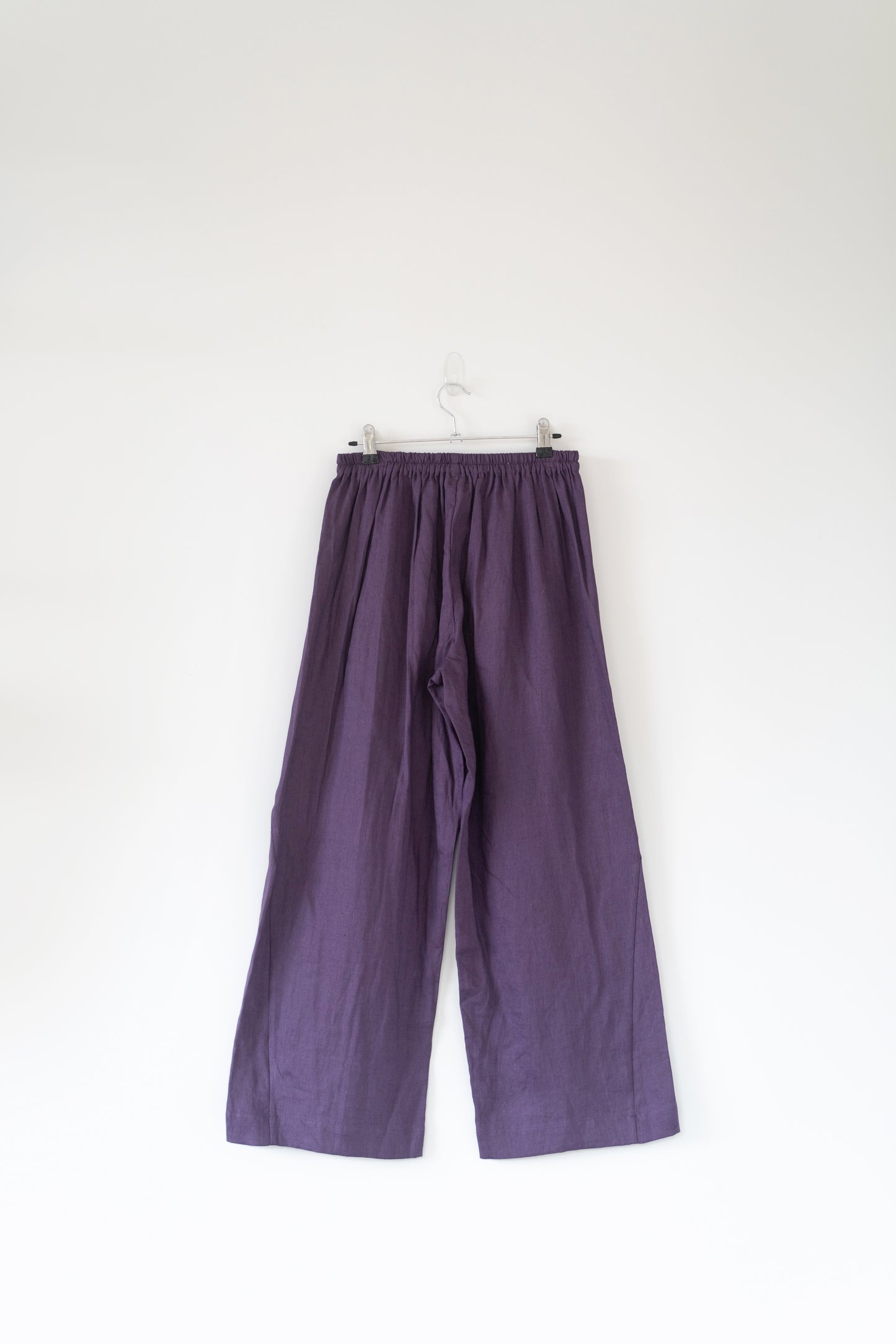 Stretchy wide leg pants in violet, 100% linen