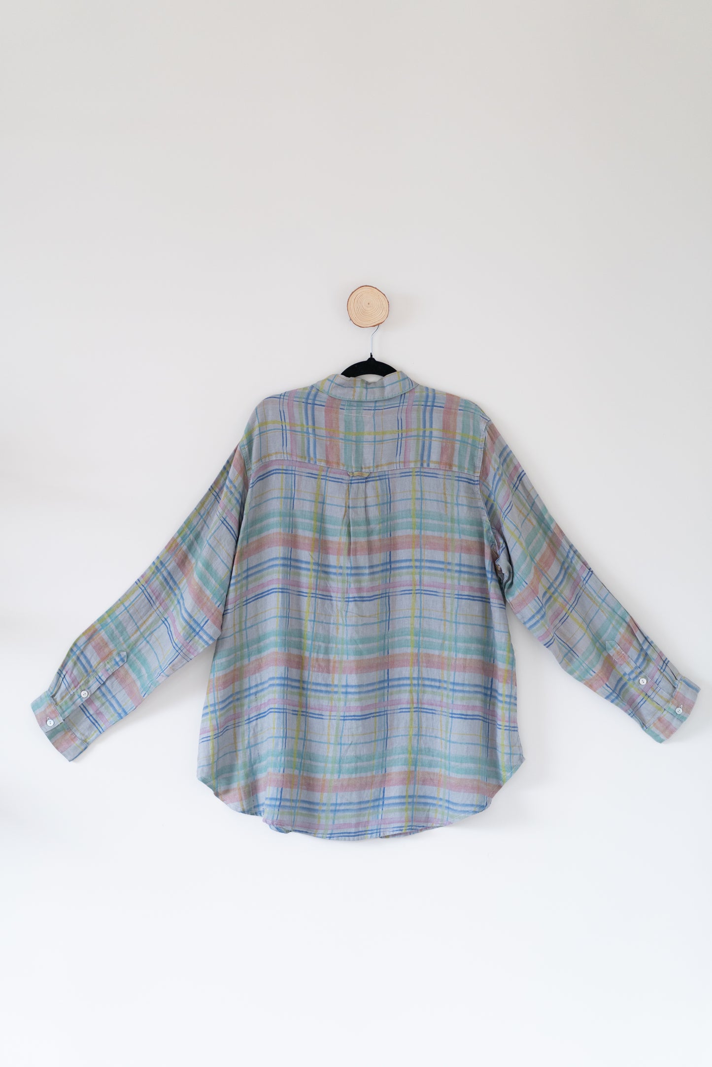 Paid long sleeve shirt, 100% linen